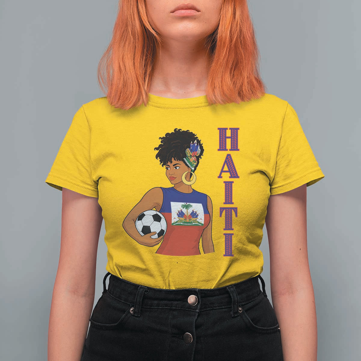 Haitian Soccer Fan Girl T Shirt For Women Ayiti Heritage Pride Football Lover