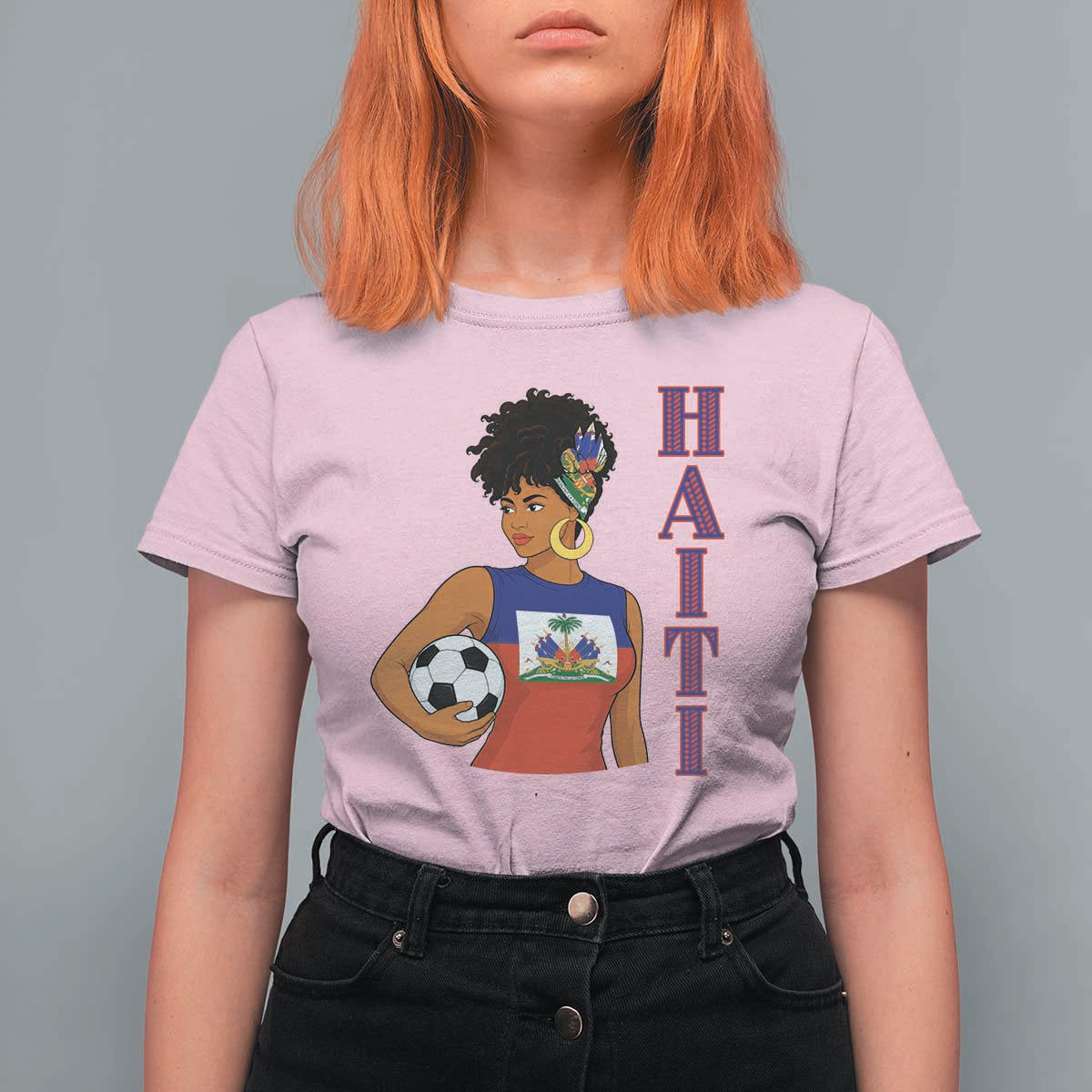 Haitian Soccer Fan Girl T Shirt For Women Ayiti Heritage Pride Football Lover