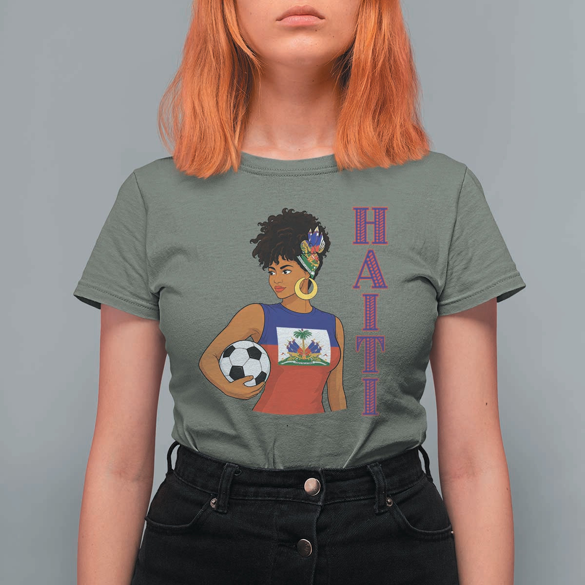 Haitian Soccer Fan Girl T Shirt For Women Ayiti Heritage Pride Football Lover