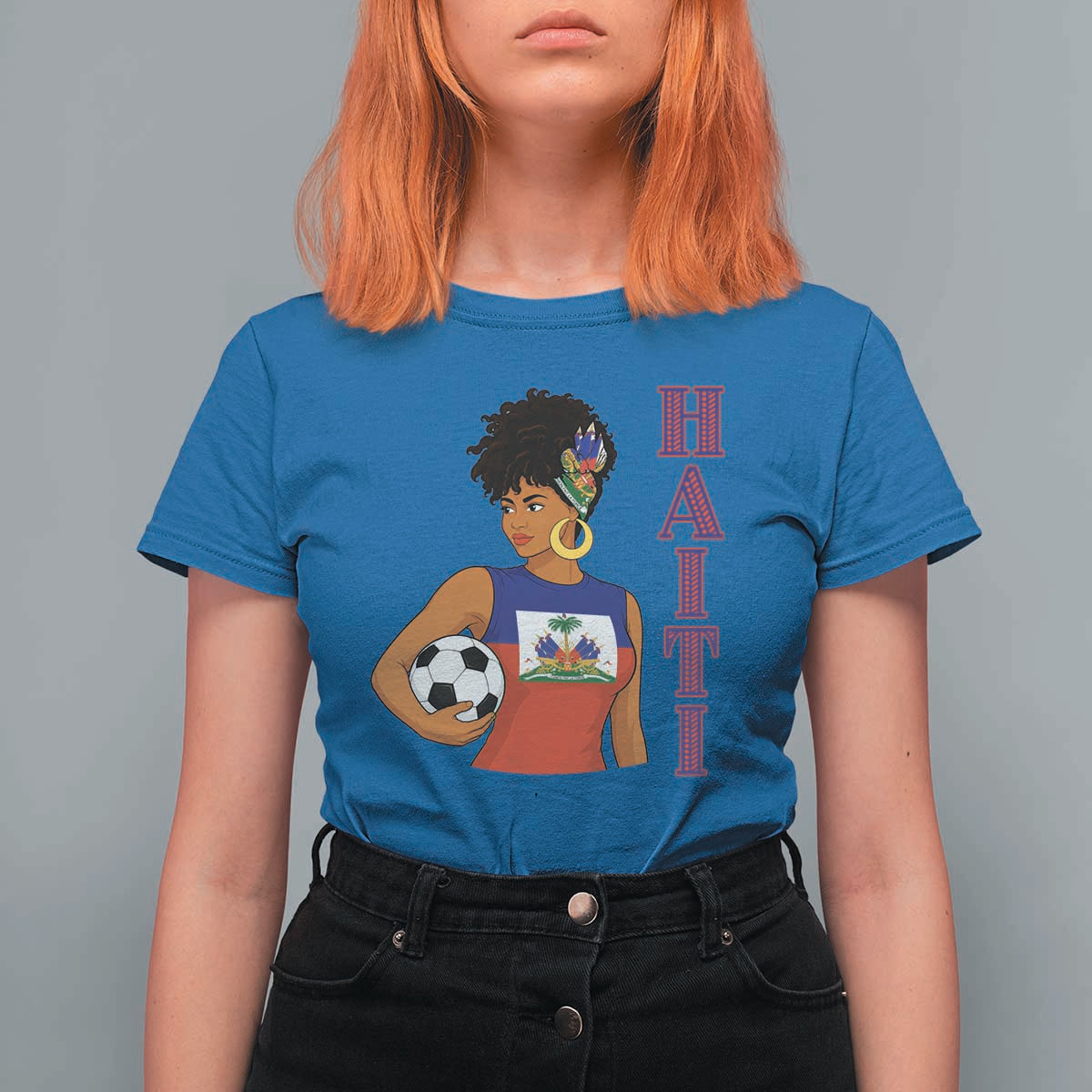 Haitian Soccer Fan Girl T Shirt For Women Ayiti Heritage Pride Football Lover