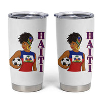 Haitian Soccer Fan Girl Tumbler Cup Ayiti Heritage Pride Football Lover