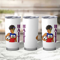 Haitian Soccer Fan Girl Tumbler Cup Ayiti Heritage Pride Football Lover