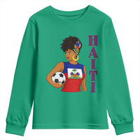 Haitian Soccer Fan Girl Youth Sweatshirt Ayiti Heritage Pride Football Lover