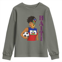 Haitian Soccer Fan Girl Youth Sweatshirt Ayiti Heritage Pride Football Lover