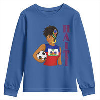 Haitian Soccer Fan Girl Youth Sweatshirt Ayiti Heritage Pride Football Lover