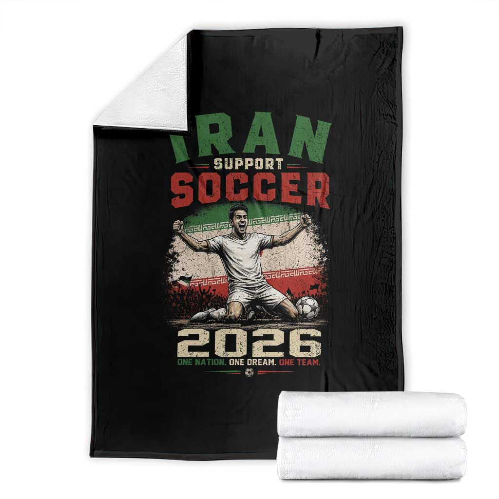 Iran Soccer Fan Gift Throw Blanket One Nation One Team One Dream