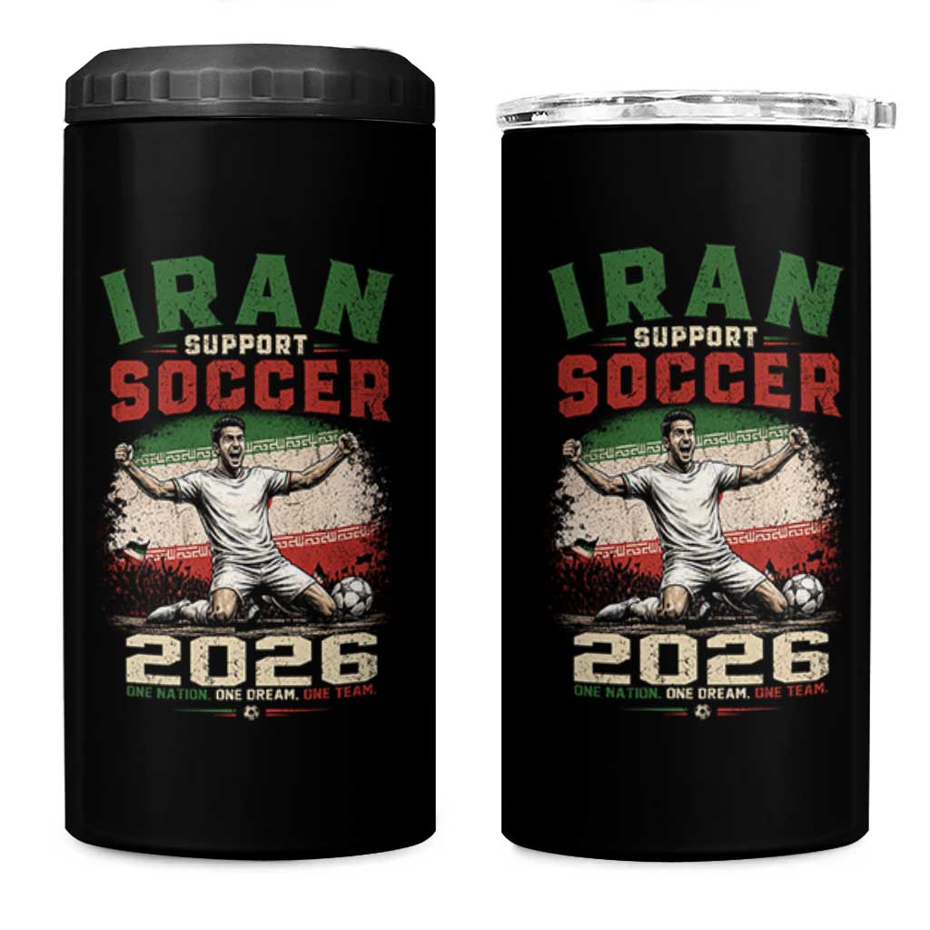 Iran Soccer Fan Gift 4 in 1 Can Cooler Tumbler One Nation One Team One Dream