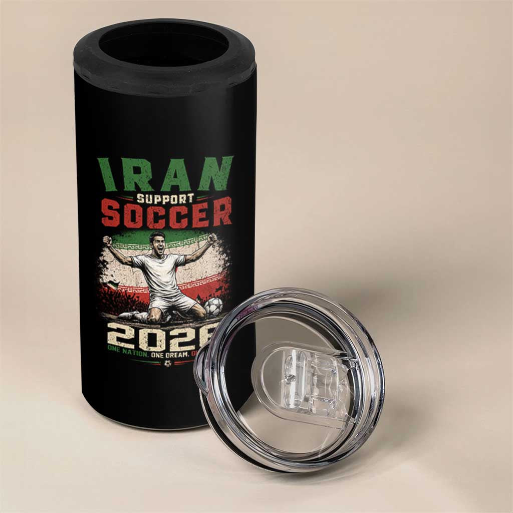 Iran Soccer Fan Gift 4 in 1 Can Cooler Tumbler One Nation One Team One Dream