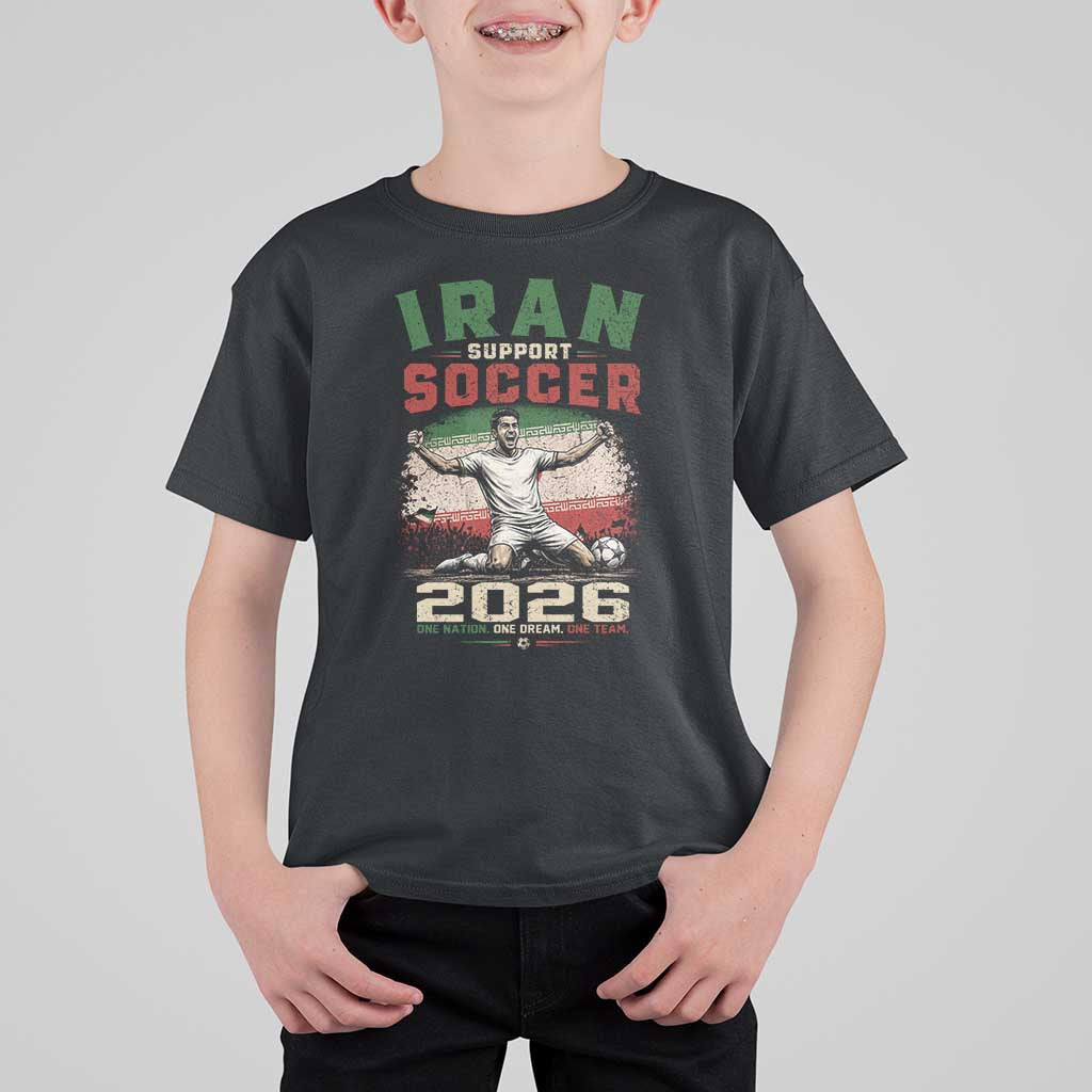 Iran Soccer Fan Gift T Shirt For Kid One Nation One Team One Dream