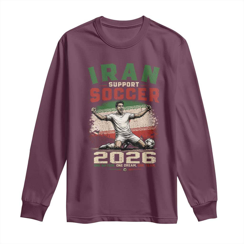 Iran Soccer Fan Gift Long Sleeve Shirt One Nation One Team One Dream