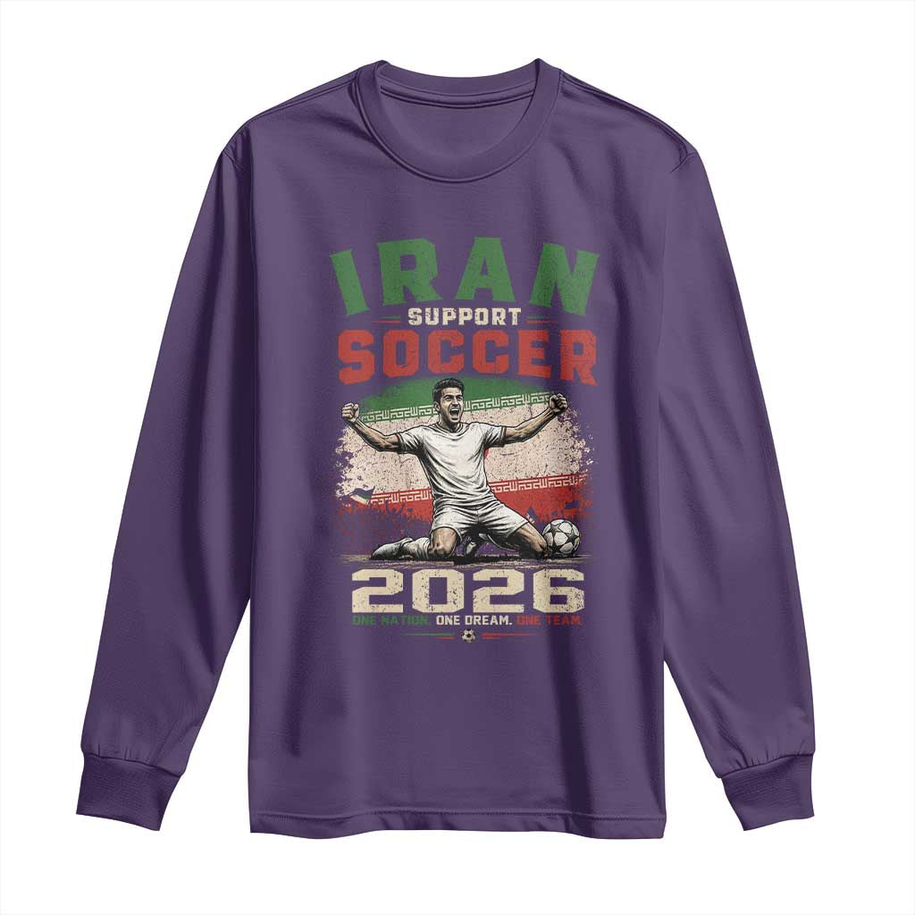 Iran Soccer Fan Gift Long Sleeve Shirt One Nation One Team One Dream