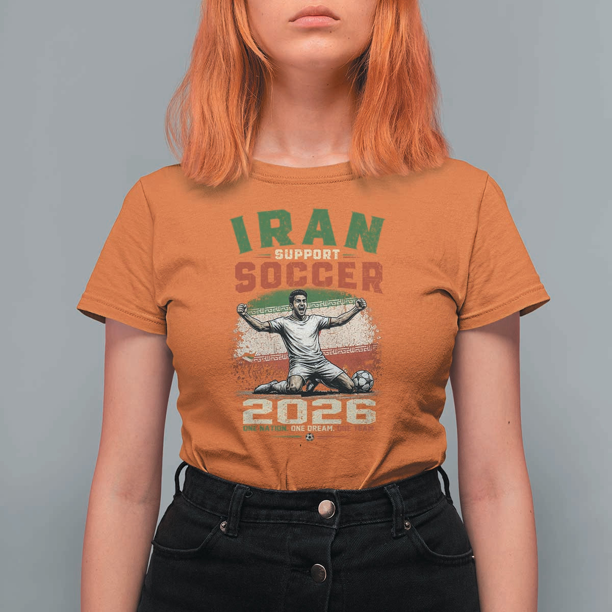 Iran Soccer Fan Gift T Shirt For Women One Nation One Team One Dream