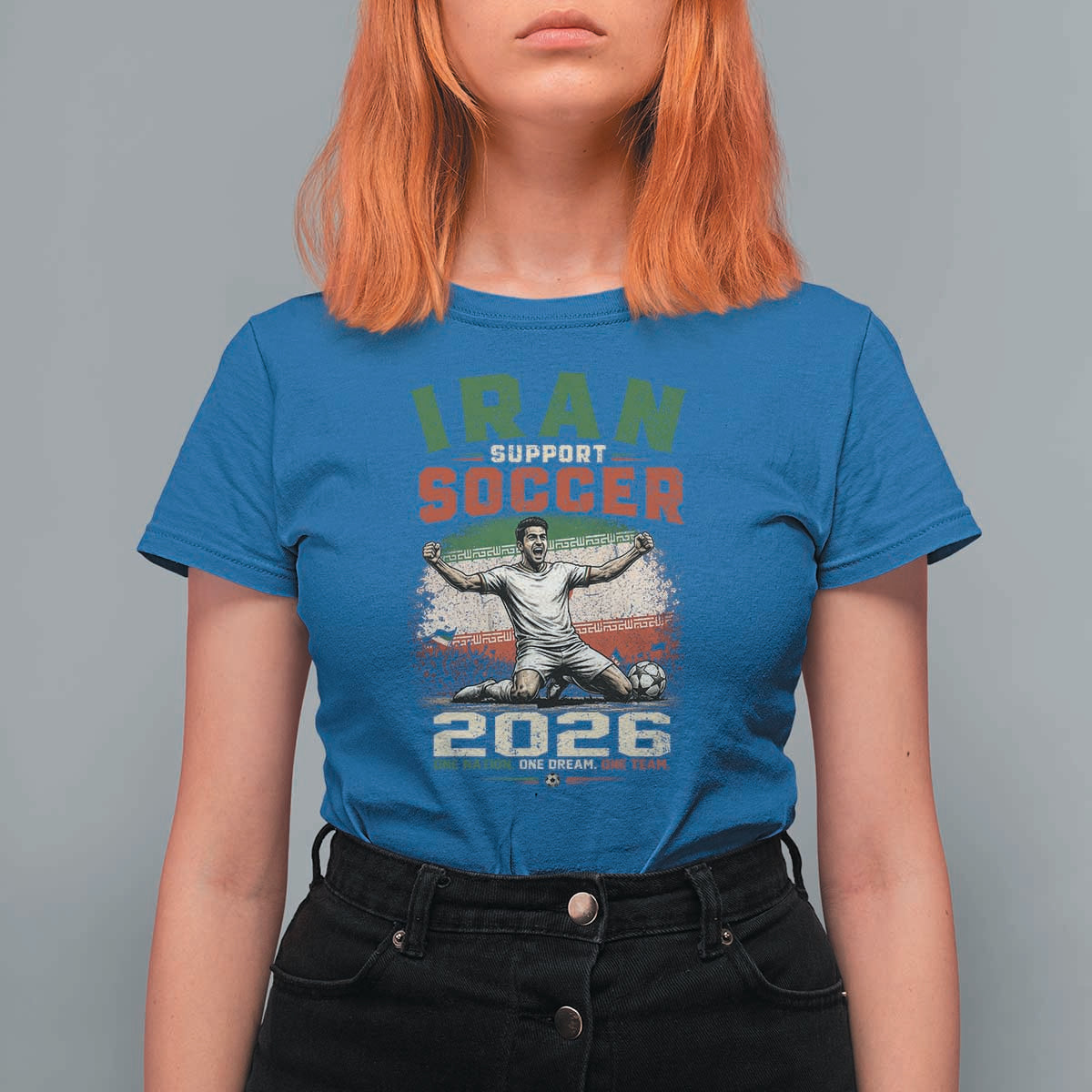 Iran Soccer Fan Gift T Shirt For Women One Nation One Team One Dream