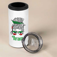 Persian Girl Power Soccer Fan 4 in 1 Can Cooler Tumbler Team Iran Heritage Gift