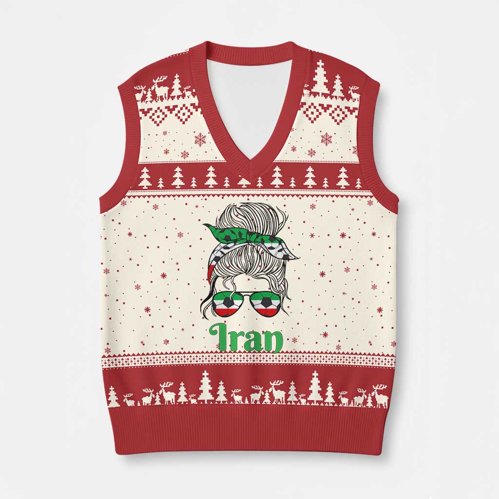 Persian Girl Power Soccer Fan V-Neck Knit Sweater Vest Team Iran Heritage Gift