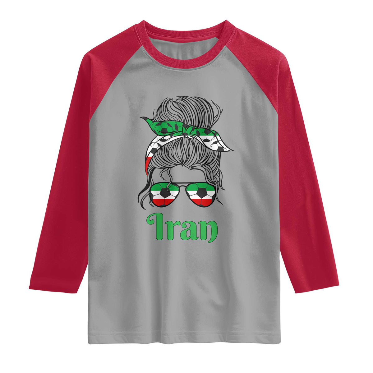 Persian Girl Power Soccer Fan Raglan Shirt Team Iran Heritage Gift