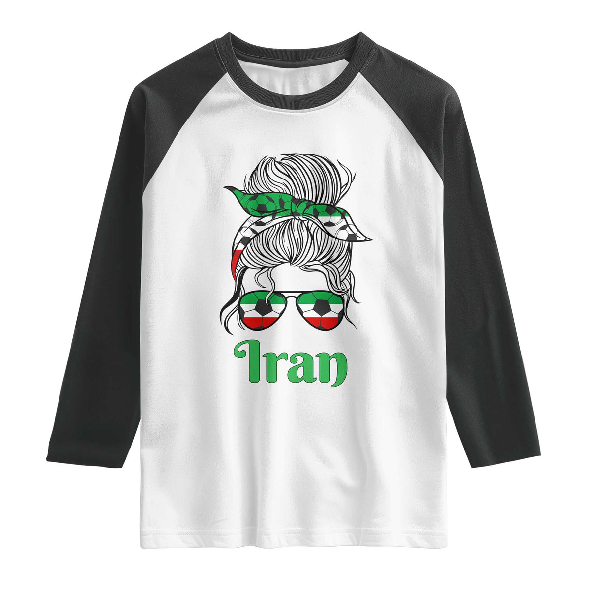 Persian Girl Power Soccer Fan Raglan Shirt Team Iran Heritage Gift