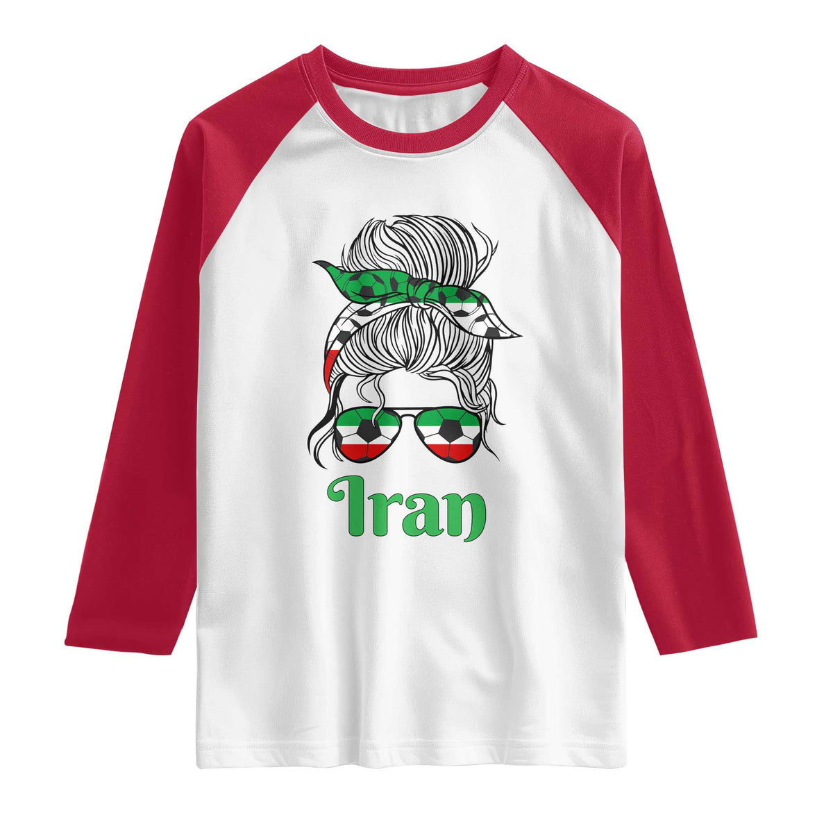 Persian Girl Power Soccer Fan Raglan Shirt Team Iran Heritage Gift