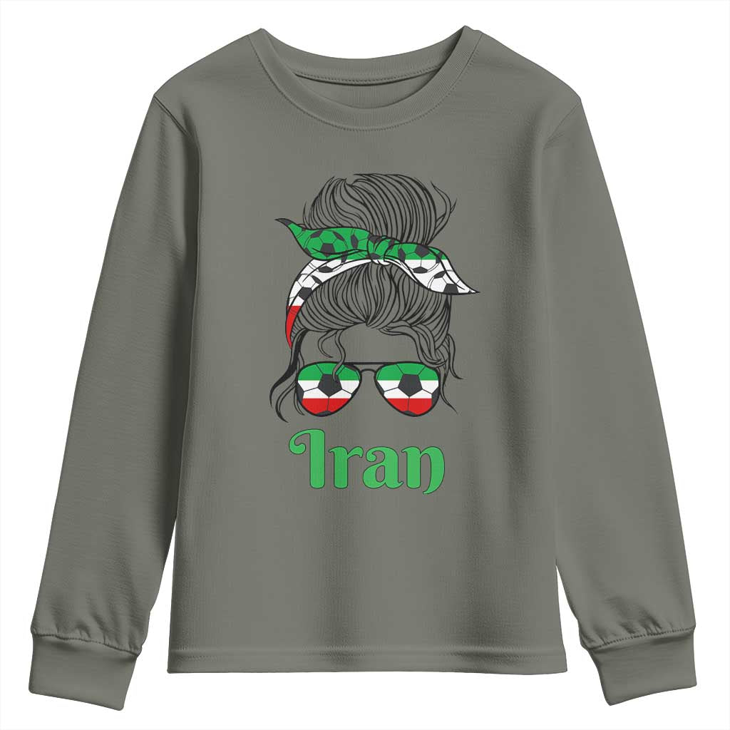 Persian Girl Power Soccer Fan Youth Sweatshirt Team Iran Heritage Gift