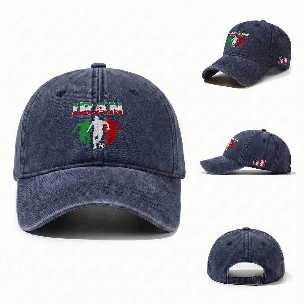 Supporting Iran Soccer Fan Washed Cotton Baseball Cap Proud Persian Heritage Gift