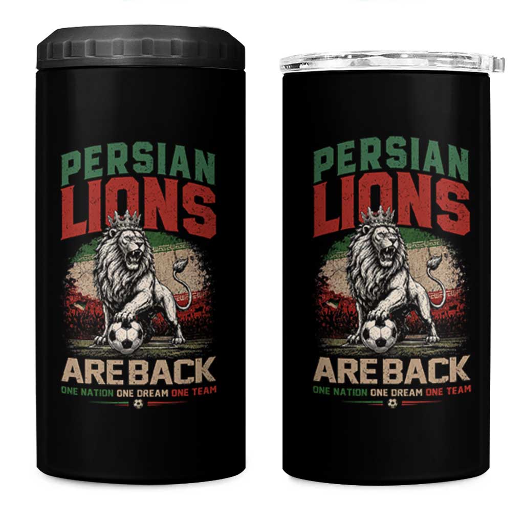 Proud Iran Soccer Fan Gift 4 in 1 Can Cooler Tumbler Persian Lions Are Back