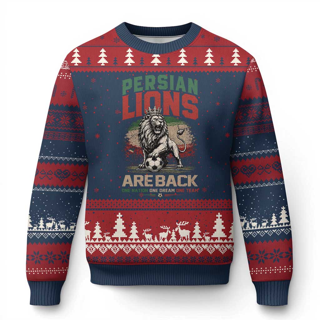 Proud Iran Soccer Fan Gift Ugly Christmas Sweater Persian Lions Are Back