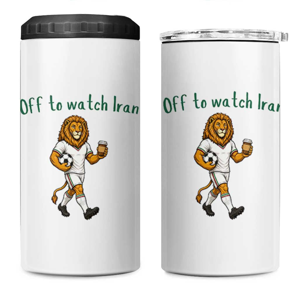 Funny Persian Lion Soccer Fan Gift 4 in 1 Can Cooler Tumbler Off To Watch Iran