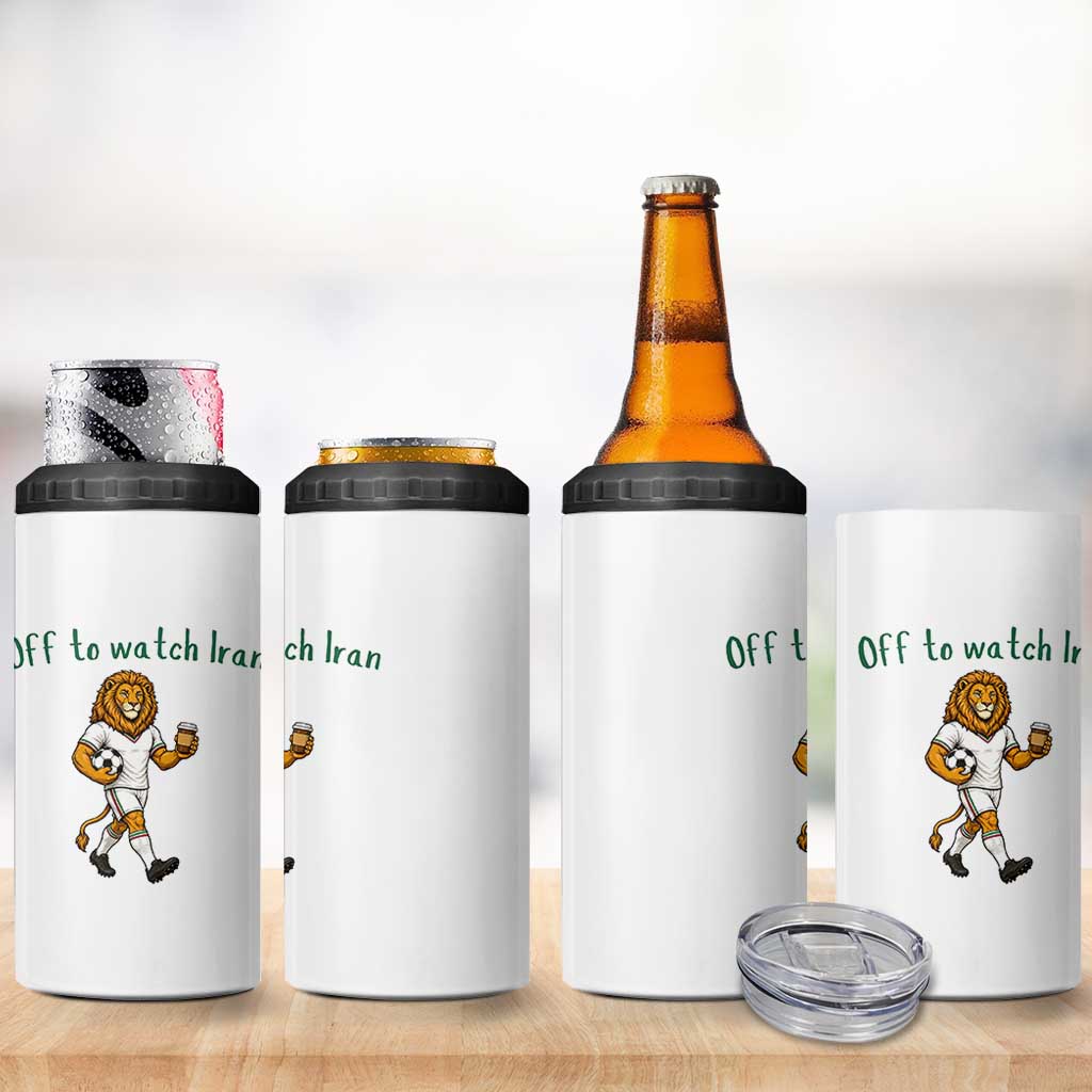 Funny Persian Lion Soccer Fan Gift 4 in 1 Can Cooler Tumbler Off To Watch Iran