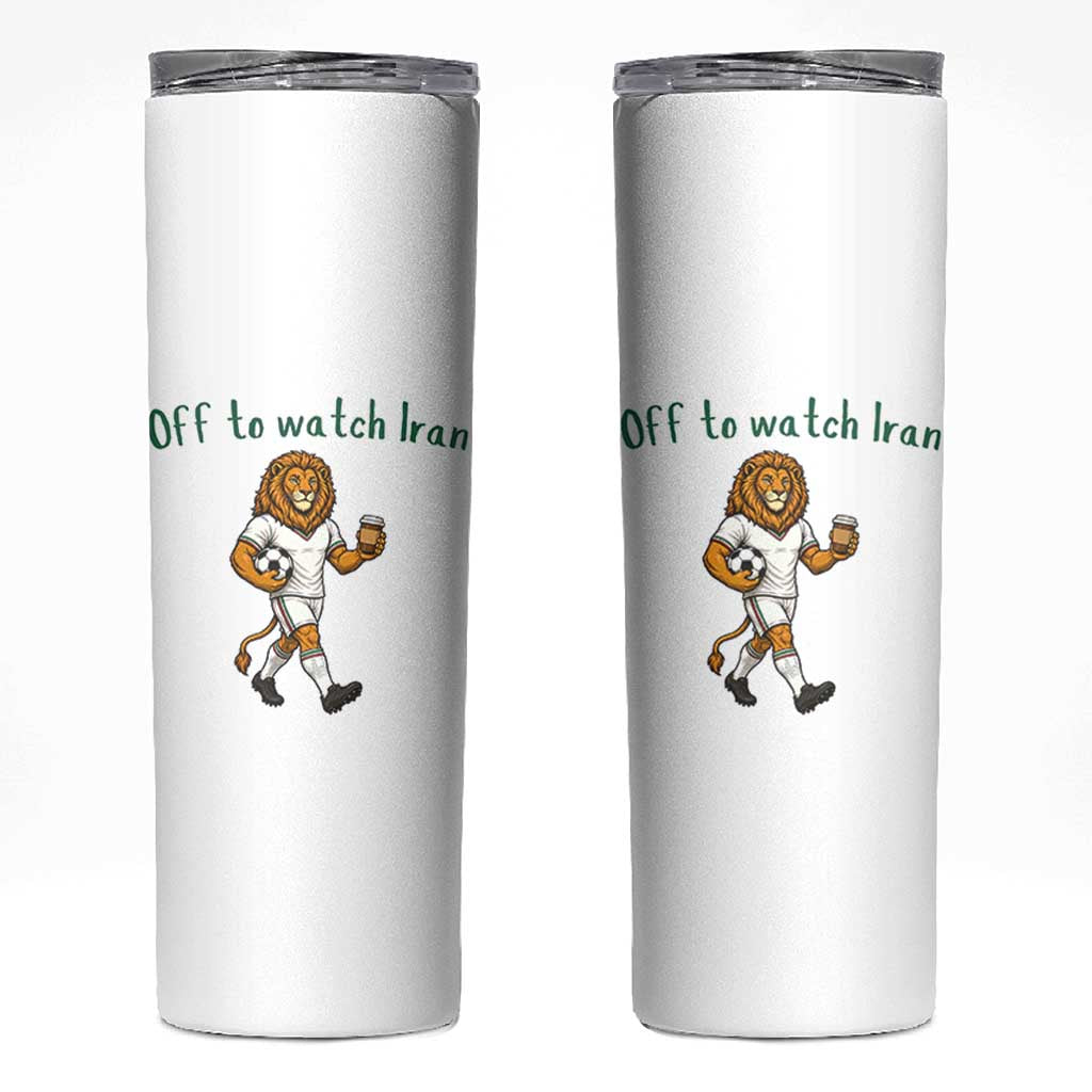 Funny Persian Lion Soccer Fan Gift Skinny Tumbler Off To Watch Iran