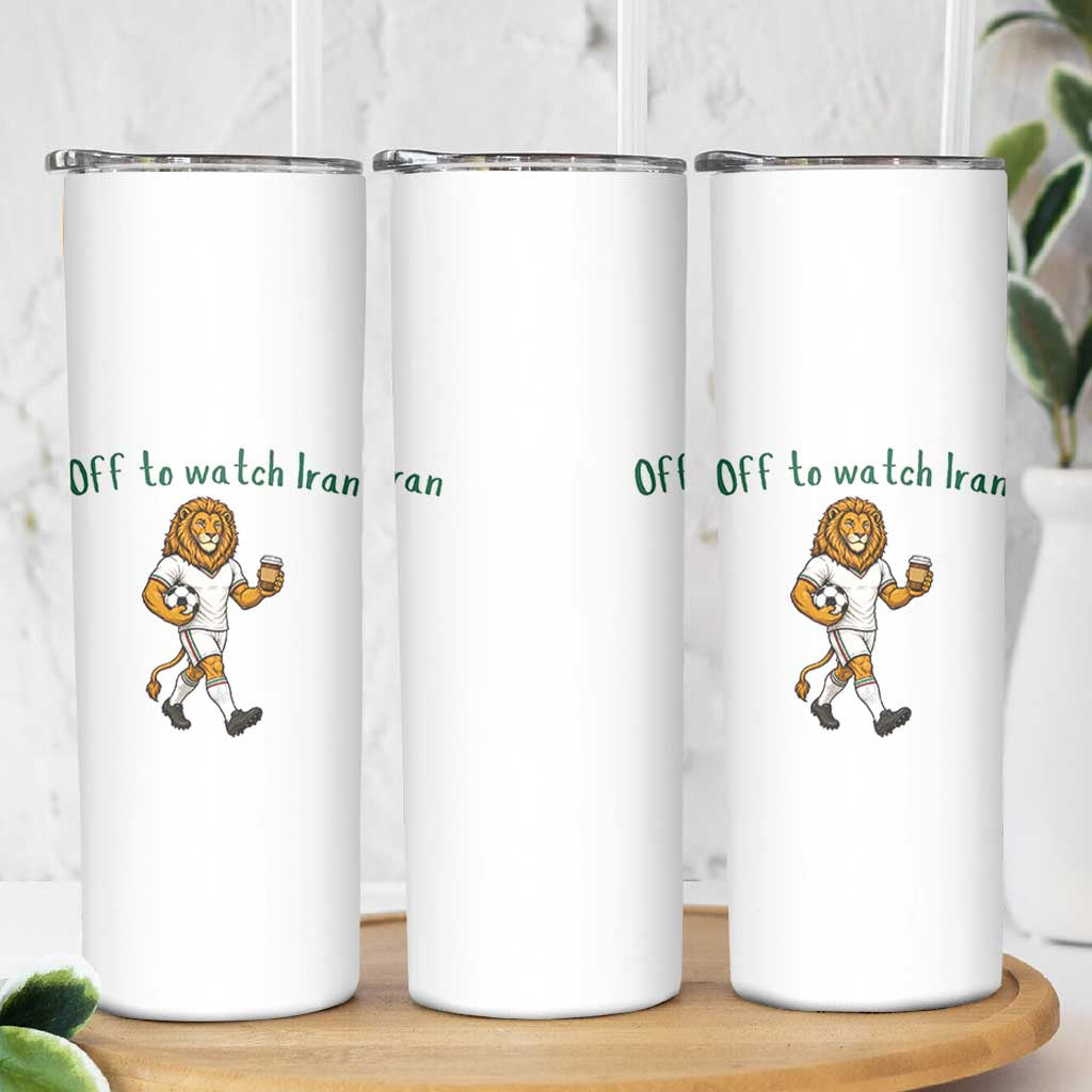 Funny Persian Lion Soccer Fan Gift Skinny Tumbler Off To Watch Iran