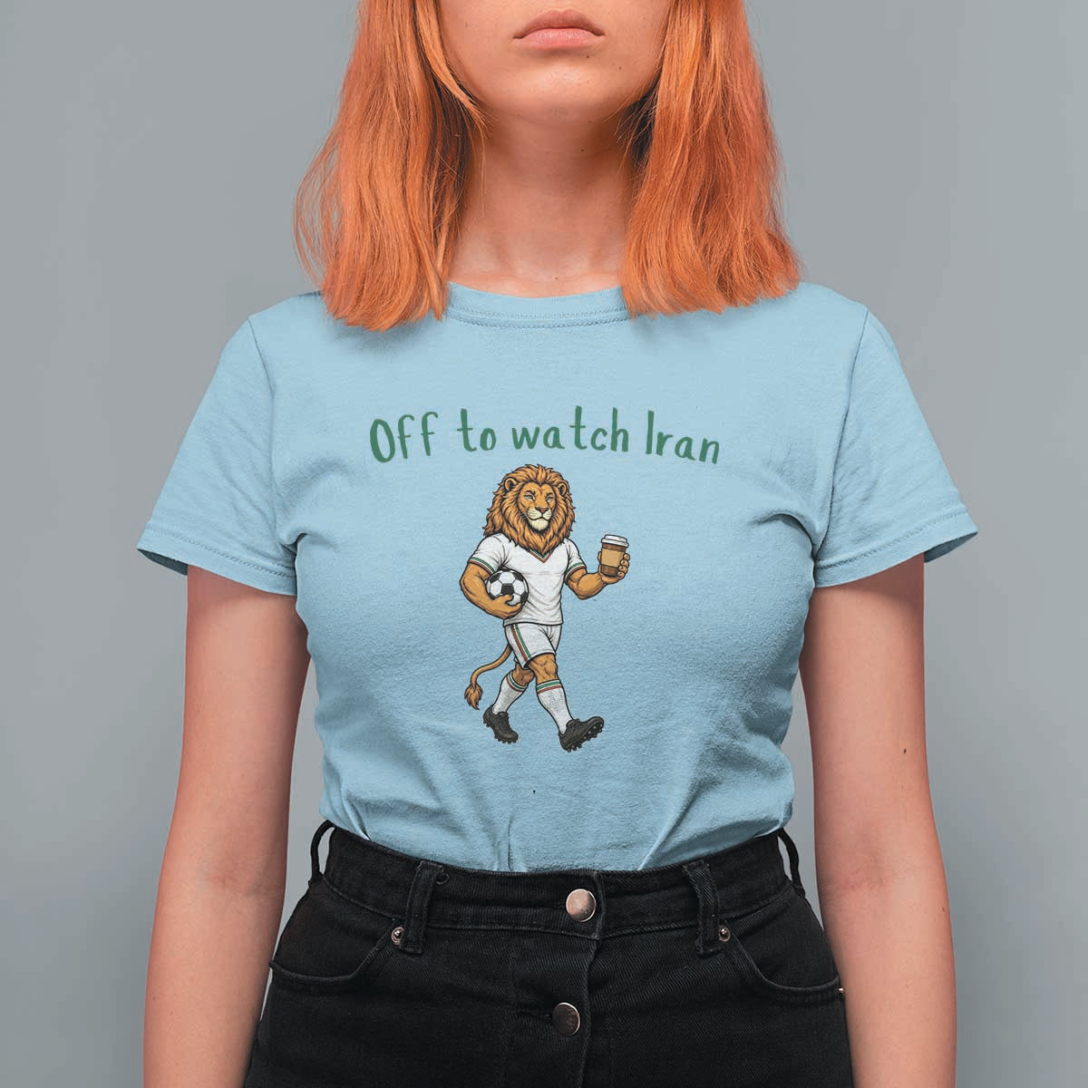 Funny Persian Lion Soccer Fan Gift T Shirt For Women Off To Watch Iran