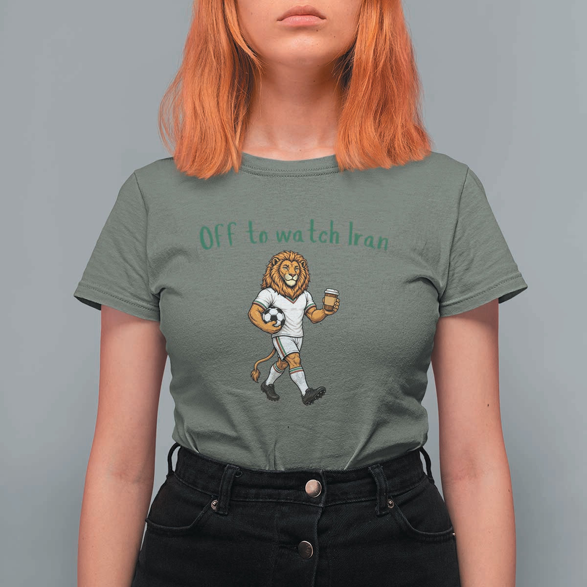 Funny Persian Lion Soccer Fan Gift T Shirt For Women Off To Watch Iran