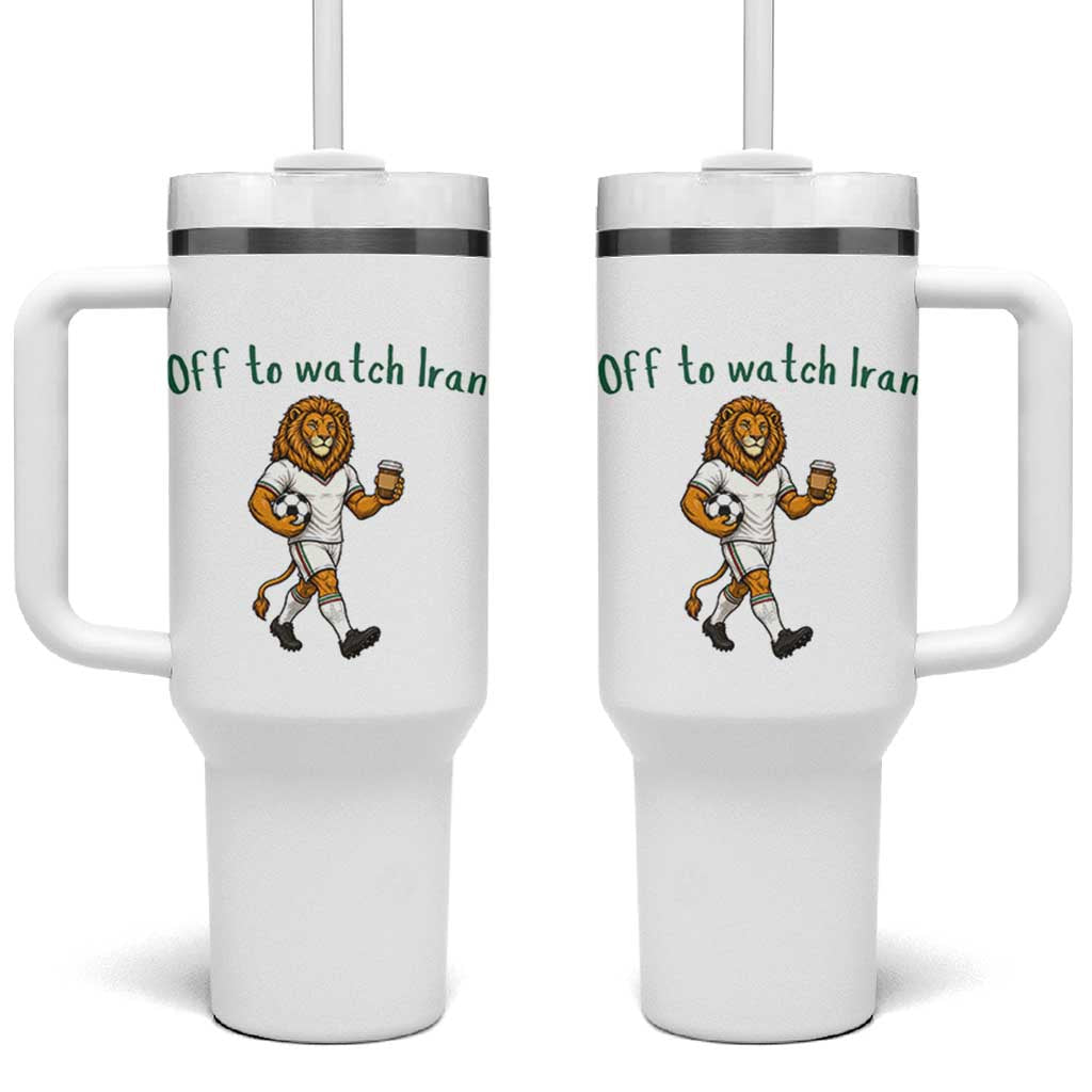 Funny Persian Lion Soccer Fan Gift Tumbler With Handle Off To Watch Iran
