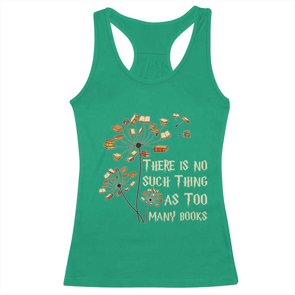 There Is No Such Thing As Too Many Books Racerback Tank Top Book Lover - Wonder Print Shop