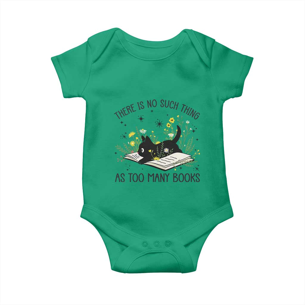 There Is No Such Thing As Too Many Books Baby Onesie Cute Kitty Reading Book - Wonder Print Shop
