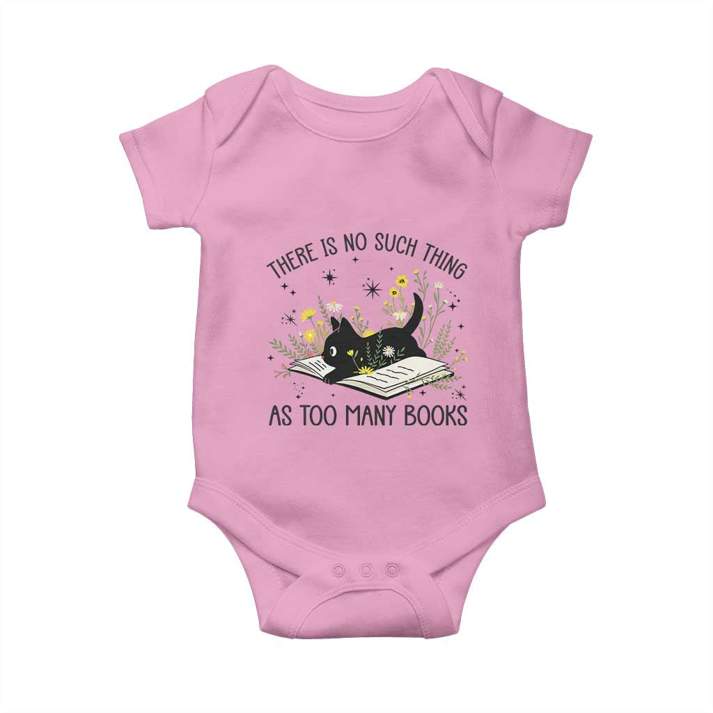There Is No Such Thing As Too Many Books Baby Onesie Cute Kitty Reading Book - Wonder Print Shop