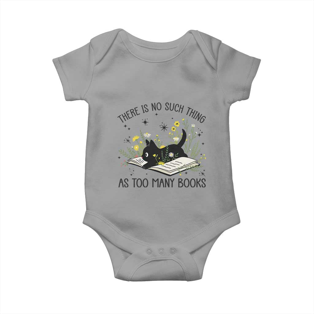 There Is No Such Thing As Too Many Books Baby Onesie Cute Kitty Reading Book - Wonder Print Shop
