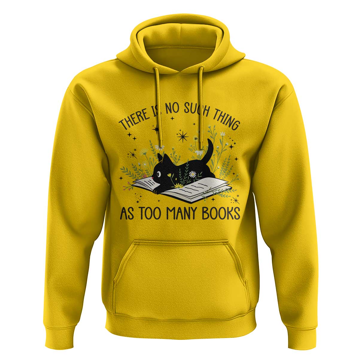 There Is No Such Thing As Too Many Books Hoodie Cute Kitty Reading Book - Wonder Print Shop