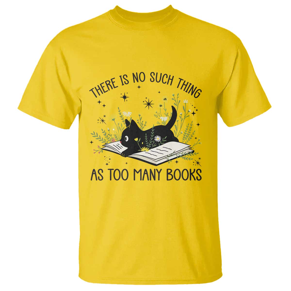 There Is No Such Thing As Too Many Books T Shirt Cute Kitty Reading Book - Wonder Print Shop