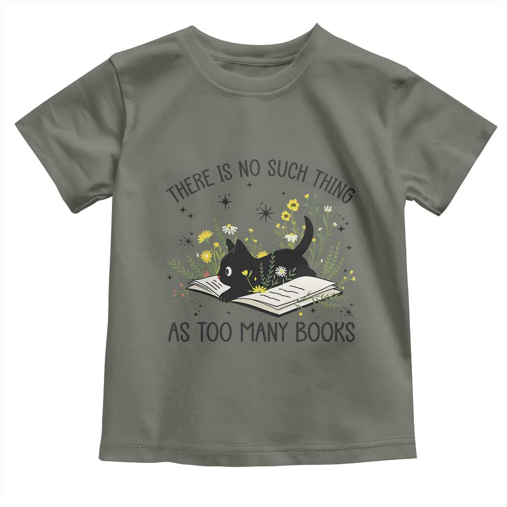 There Is No Such Thing As Too Many Books Toddler T Shirt Cute Kitty Reading Book - Wonder Print Shop
