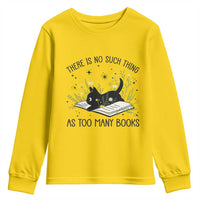 There Is No Such Thing As Too Many Books Youth Sweatshirt Cute Kitty Reading Book - Wonder Print Shop