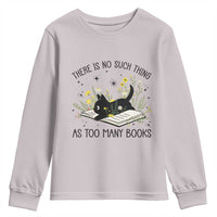 There Is No Such Thing As Too Many Books Youth Sweatshirt Cute Kitty Reading Book - Wonder Print Shop
