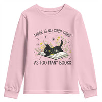 There Is No Such Thing As Too Many Books Youth Sweatshirt Cute Kitty Reading Book - Wonder Print Shop