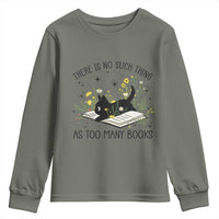 There Is No Such Thing As Too Many Books Youth Sweatshirt Cute Kitty Reading Book - Wonder Print Shop