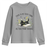 There Is No Such Thing As Too Many Books Youth Sweatshirt Cute Kitty Reading Book - Wonder Print Shop