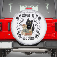 Easily Distracted By Cats And Books Spare Tire Cover Funny Book Kitty Lover - Wonder Print Shop