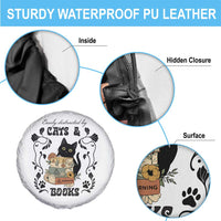 Easily Distracted By Cats And Books Spare Tire Cover Funny Book Kitty Lover - Wonder Print Shop