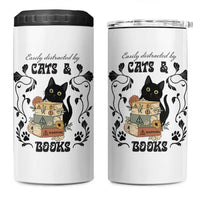 Easily Distracted By Cats And Books 4 in 1 Can Cooler Tumbler Funny Book Kitty Lover