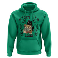 Easily Distracted By Cats And Books Hoodie Funny Book Kitty Lover - Wonder Print Shop