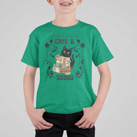 Easily Distracted By Cats And Books T Shirt For Kid Funny Book Kitty Lover - Wonder Print Shop